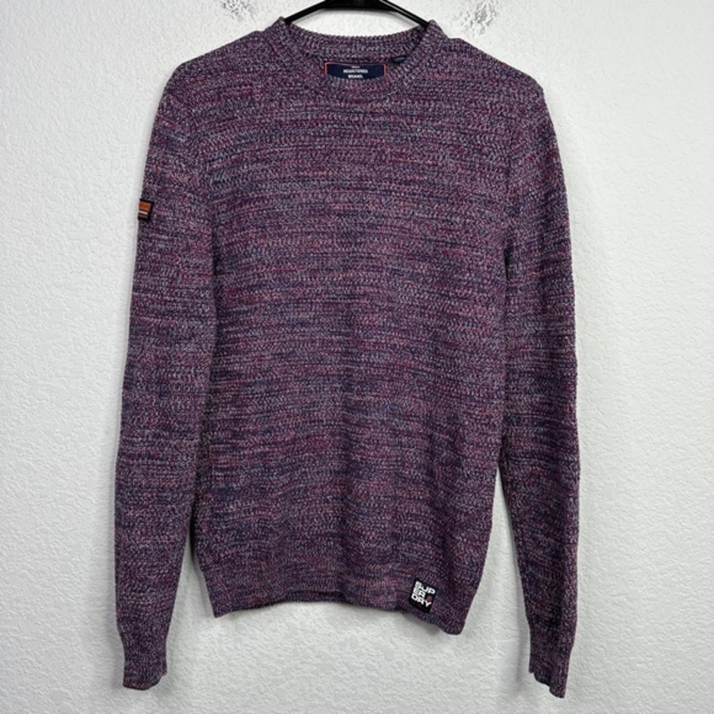 Superdry Sweater Mens M Burgundy Long Sleeve Knit Crew Neck Retro‎ Streetwear
